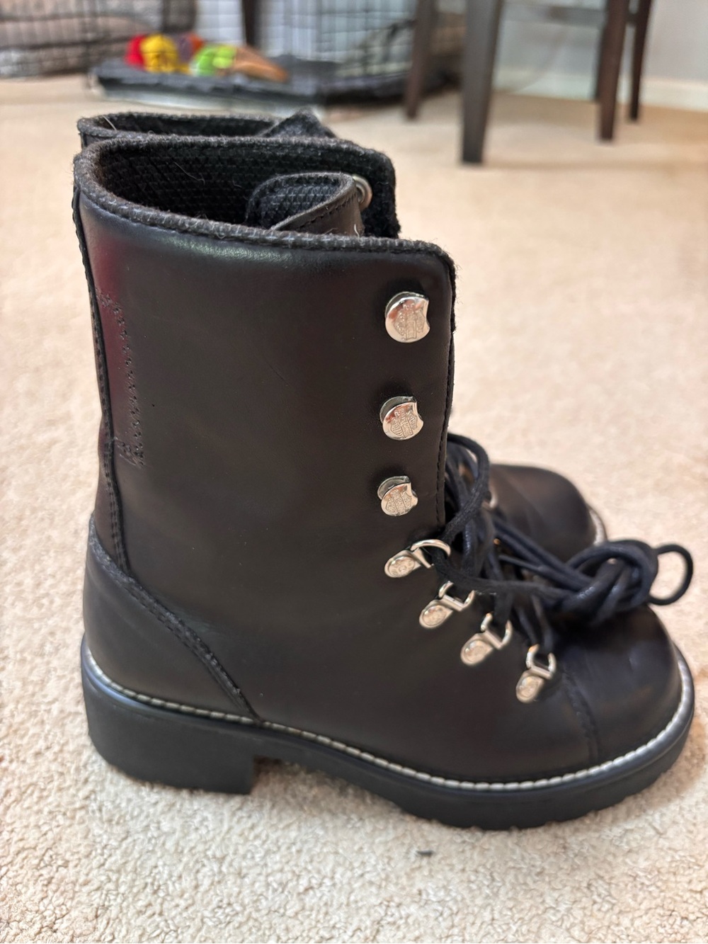 Vintage Harley Davidson 81110 Women’s 6 Black Leather Lace Up Moto Biker Boots - Picture 6 of 14